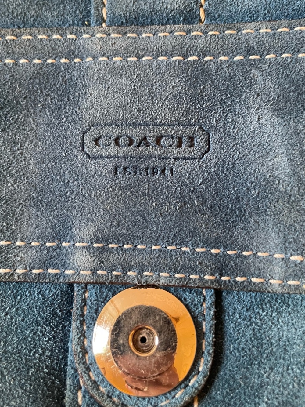 RARE Y2K Coach Vintage Soho Flap Shoulder Saddle Bag in Blue Suede No H05S-8A18 - Picture 12 of 16